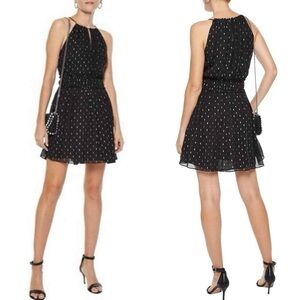 Joie Althia Silk Chiffon Sparkle High Neck Mini Dress | Size Med